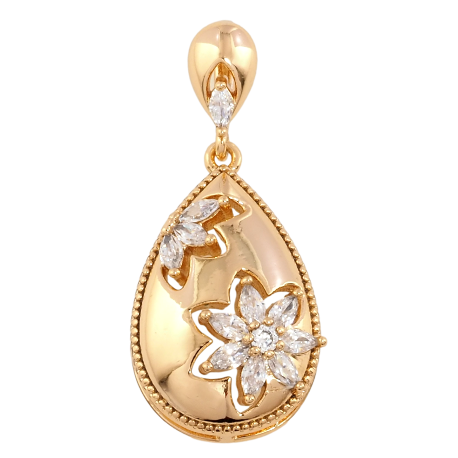 Кулон Xuping Позолота 18K Крапелька з кришталевими квіточками для ланцюжка до 4мм фото №1