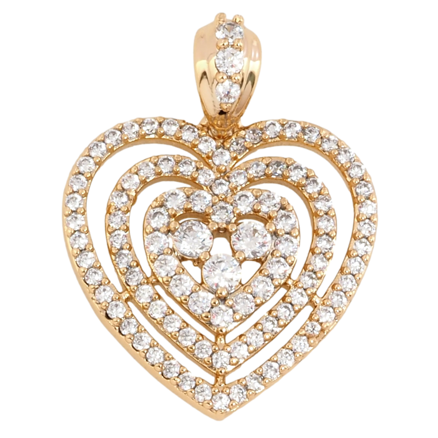 Кулон Xuping Позолота 18K Сердечко з інкрустацією цирконієм для ланцюжка до 4мм фото №1