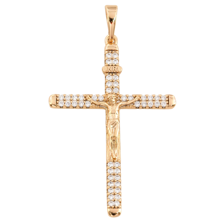 Кулон Xuping Позолота 18K Крест с Распятием и цирконием для цепочки до 6мм фото №1