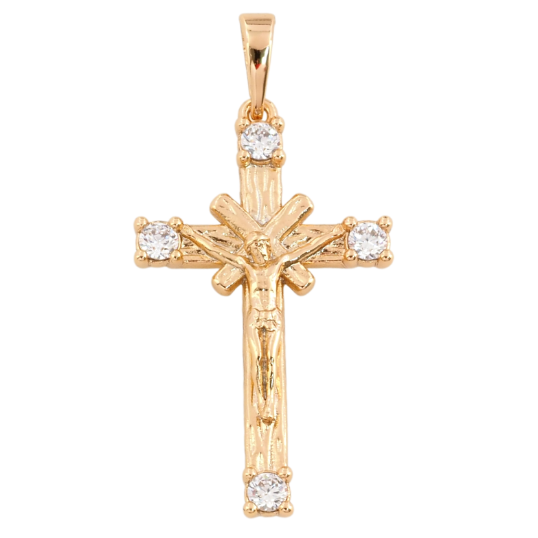 Кулон Xuping Позолота 18K Крест с Распятием и цирконием для цепочки до 6мм фото №12