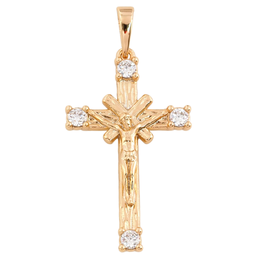 Кулон Xuping Позолота 18K Хрест з Розп'яттям і цирконієм для ланцюжка до 6мм фото №1