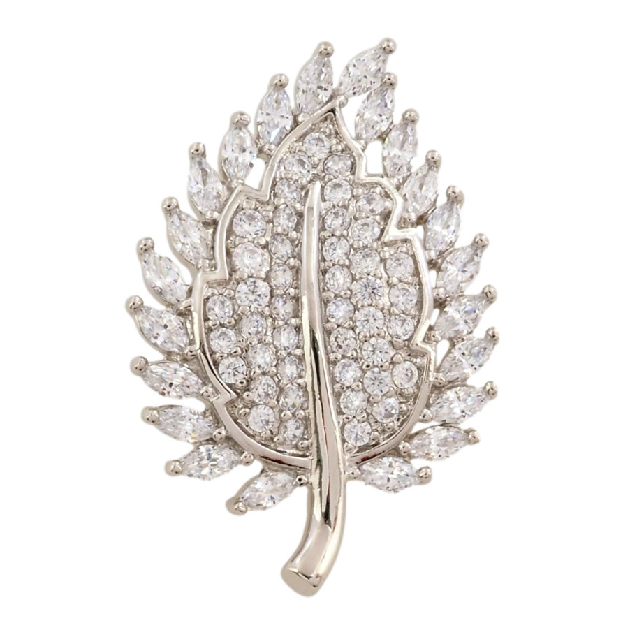 Кулон Xuping Родій Листочок інкрустація цирконієм для ланцюжка до 4мм фото №1