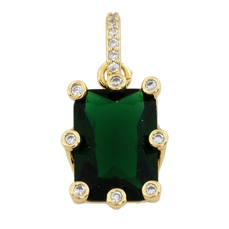 Кулон Xuping Позолота 14K Зелений фіаніт в оправі з цирконієм для ланцюжка до 5мм фото №1 Кулон Xuping Позолота 14K Зелений фіаніт в оправі з цирконієм для ланцюжка до 5мм фото №1