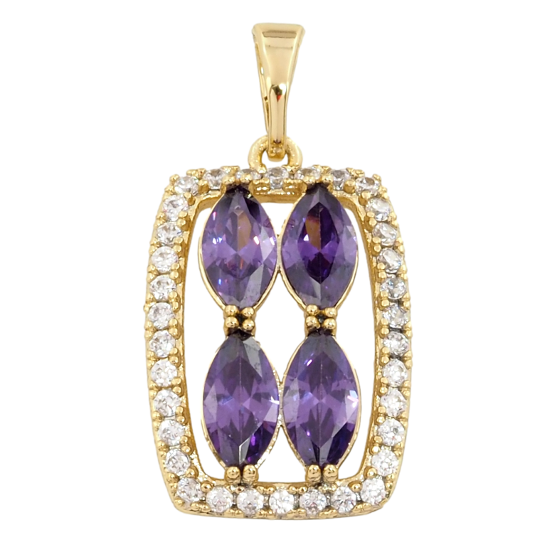 Кулон Xuping Позолота 14K Бузкові фіаніти в обрамленні цирконію для ланцюжка до 5мм фото №1