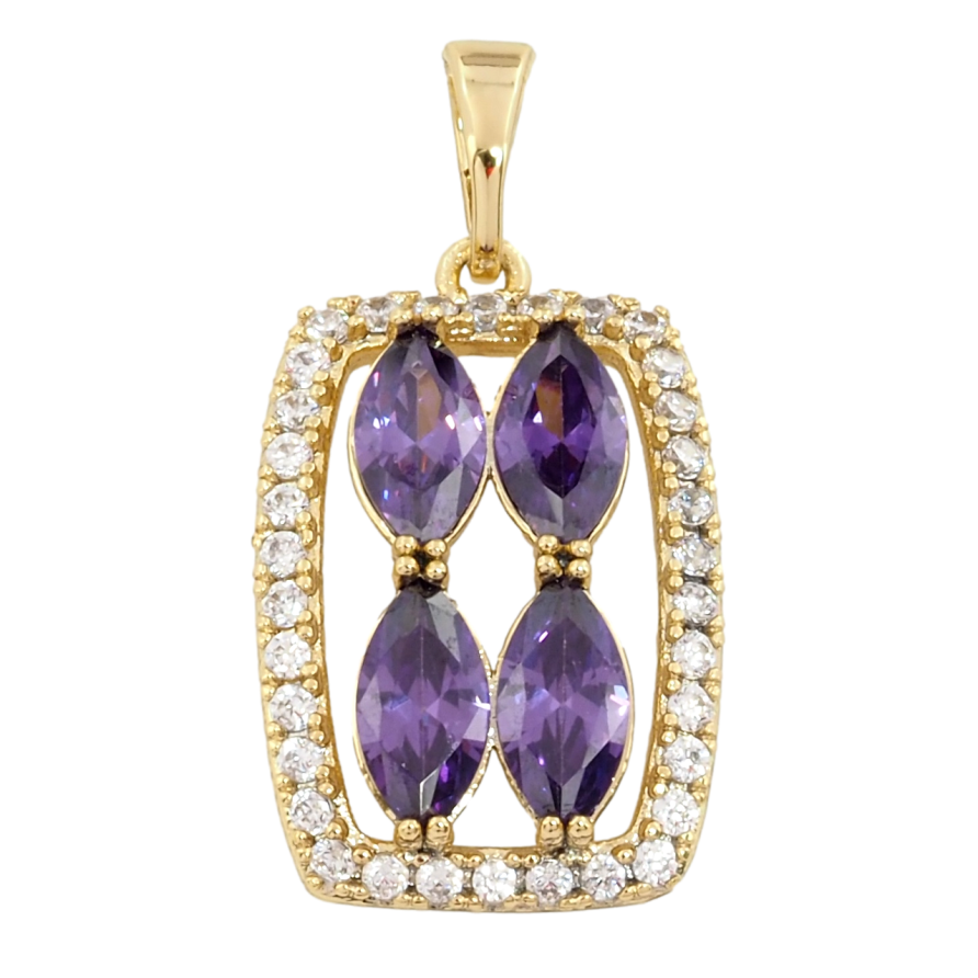 Кулон Xuping Позолота 14K Бузкові фіаніти в обрамленні цирконію для ланцюжка до 5мм фото №1