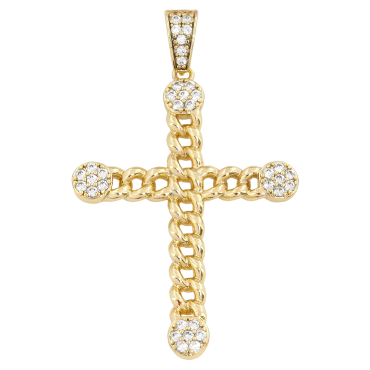 Кулон Xuping Позолота 14K Хрест візерунок ланцюжок із цирконієм для ланцюжка до 5мм фото №19 Кулон Xuping Позолота 14K Хрест візерунок ланцюжок із цирконієм для ланцюжка до 5мм фото №19