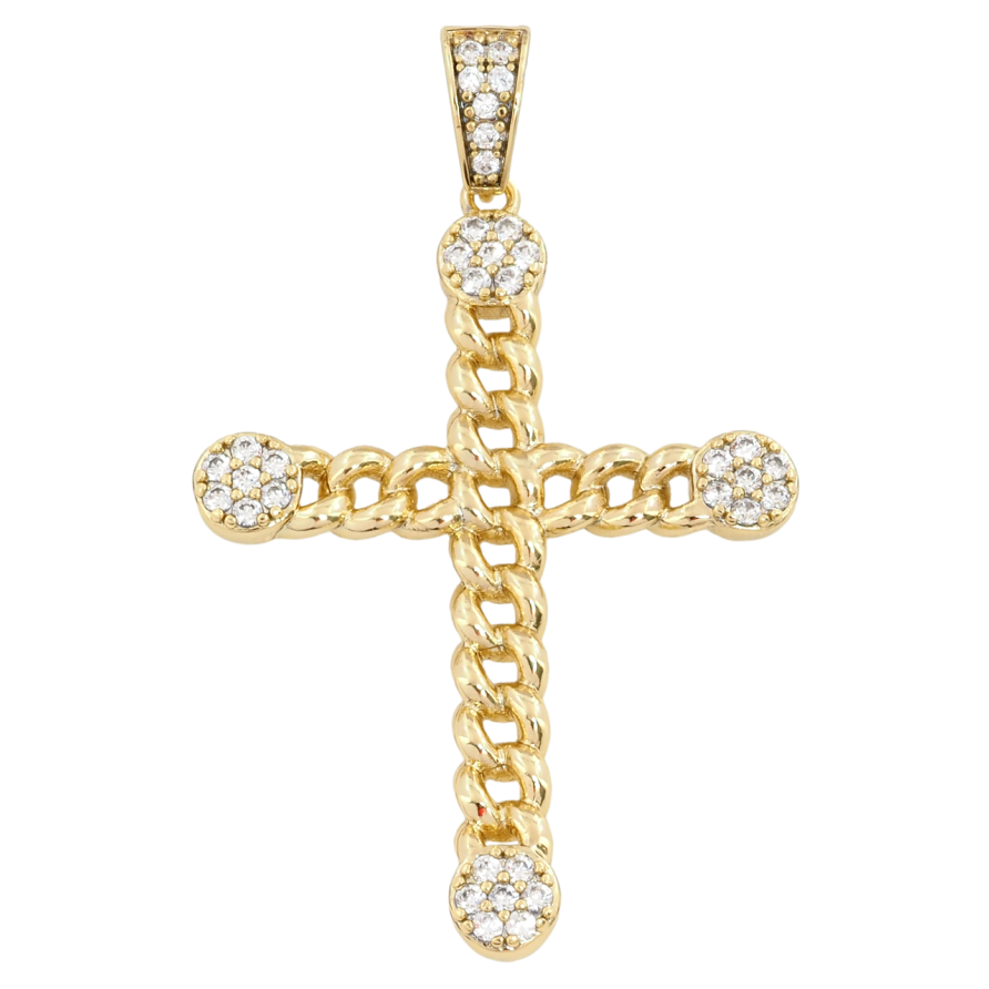 Кулон Xuping Позолота 14K Хрест візерунок ланцюжок із цирконієм для ланцюжка до 5мм фото №1 Кулон Xuping Позолота 14K Хрест візерунок ланцюжок із цирконієм для ланцюжка до 5мм фото №1