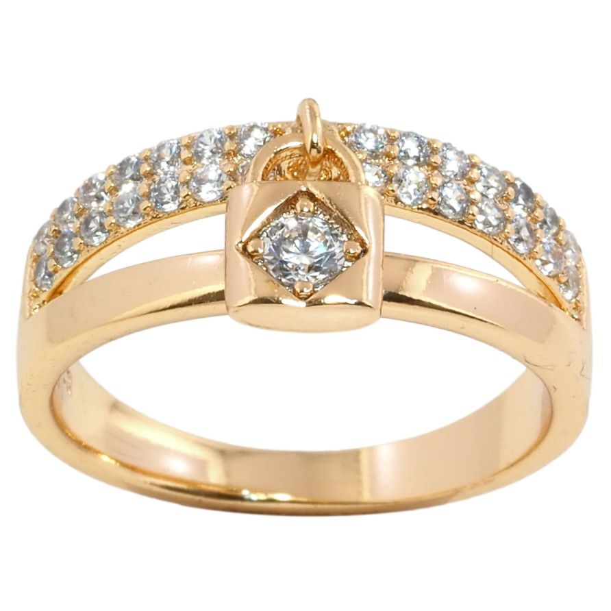 Кольцо Xuping Позолота 18K Подвеска замочек с инкрустацией цирконием фото №1