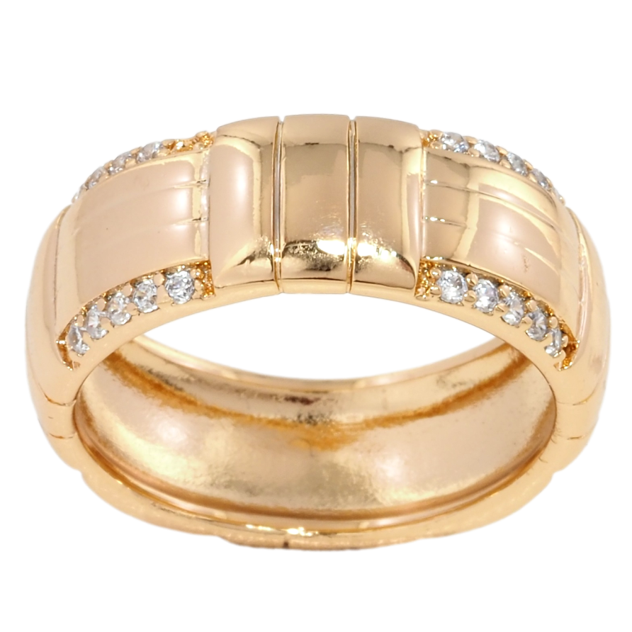 Кольцо Xuping Позолота 18K Декоративный узор с цирконием, шир. 8мм фото №1