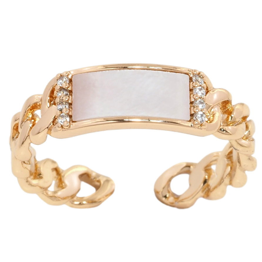 Кольцо Xuping Позолота 18K Узор цепочка с перламутровой вставкой фото №1