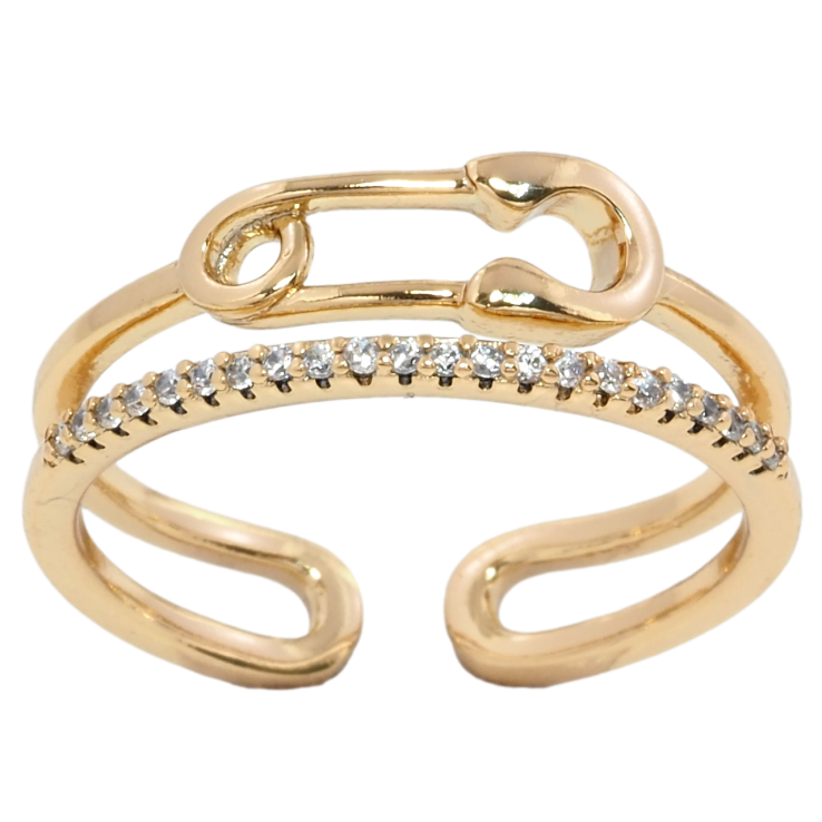 Кольцо Xuping Позолота 18K Булавка с дорожкой циркония фото №21