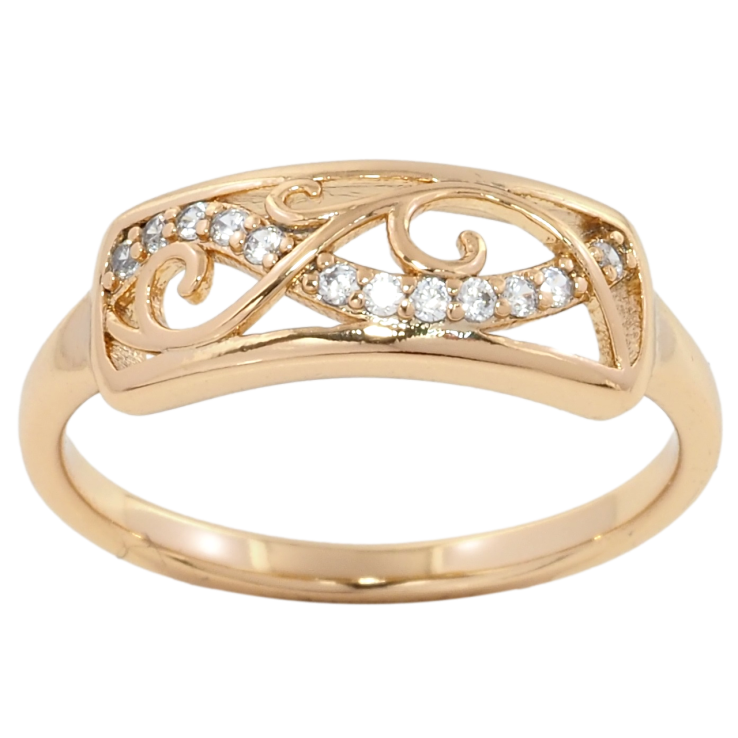 Кольцо Xuping Позолота 18K Узор с дорожкой циркония фото №20
