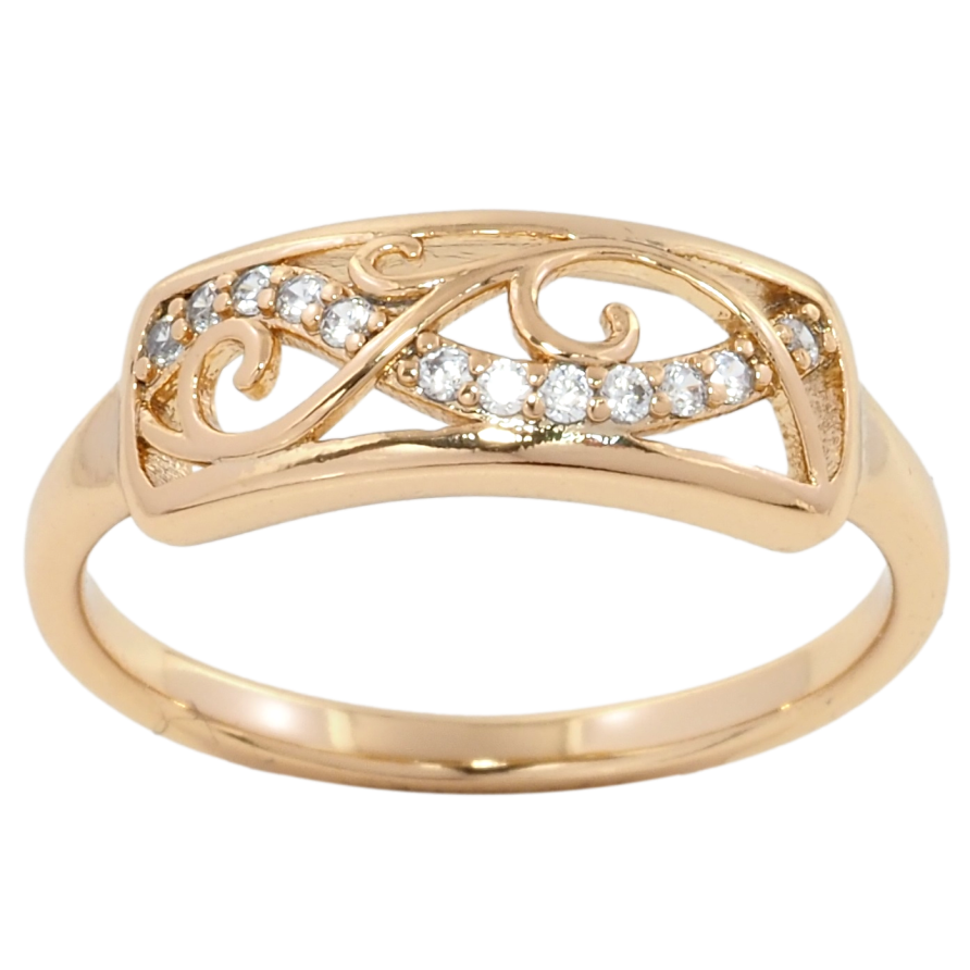 Кольцо Xuping Позолота 18K Узор с дорожкой циркония фото №1