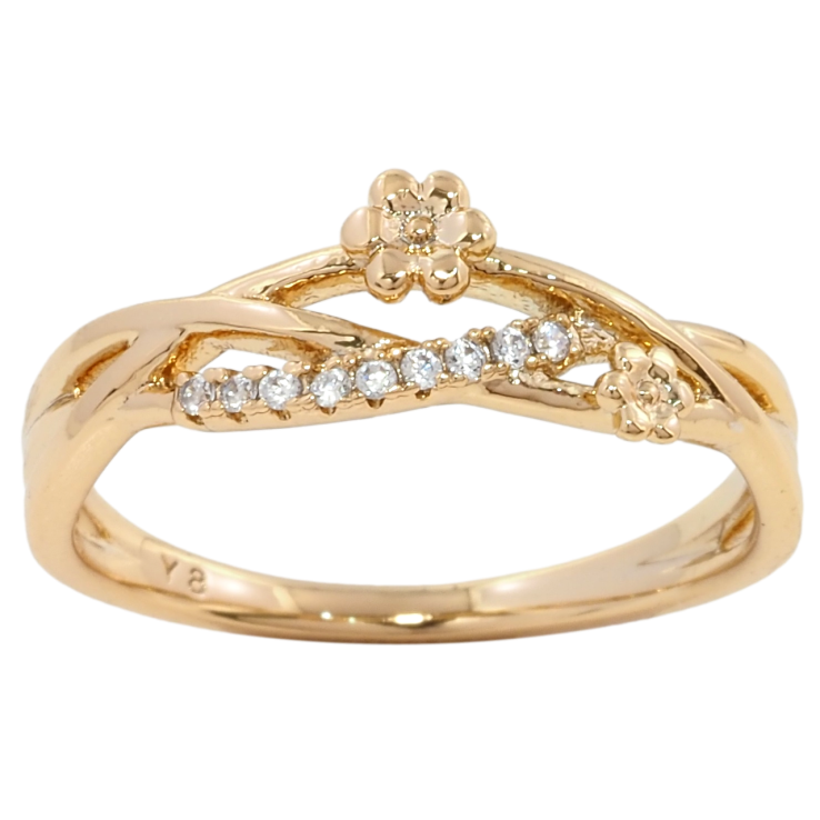 Кольцо Xuping Позолота 18K Цветочный узор с цирконием фото №5