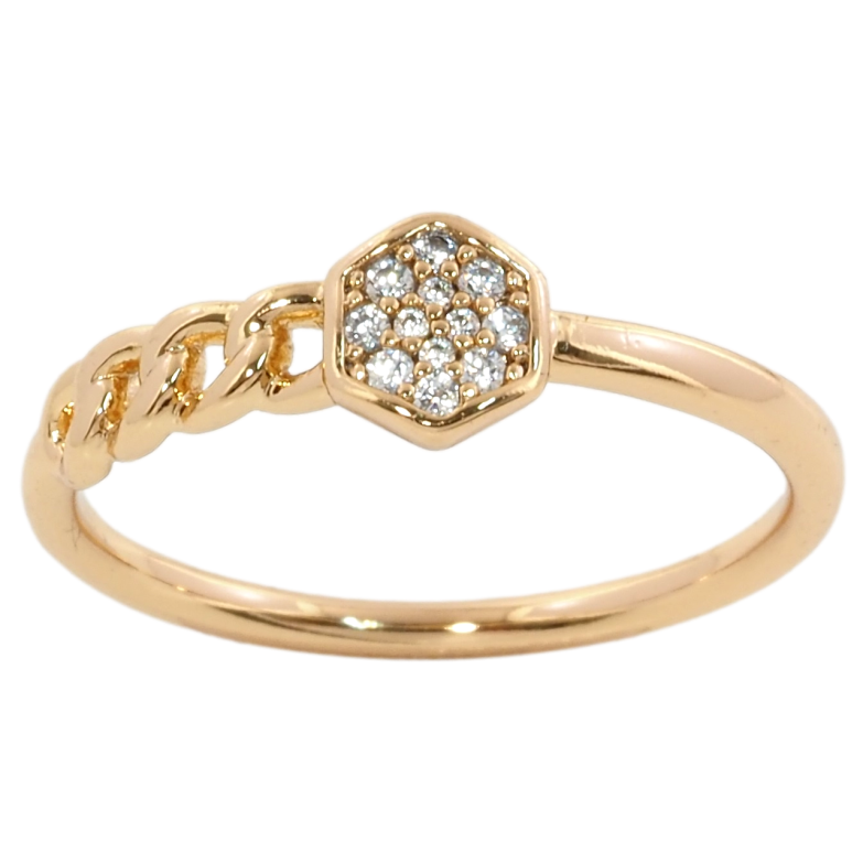 Каблучка Xuping Позолота 18K Візерунок ланцюжок з цирконієм фото №3