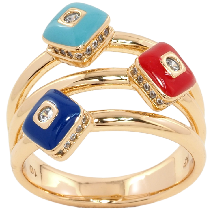 Кольцо Xuping Позолота 18K Декоративный узор с цирконием и цветной эмалью фото №13