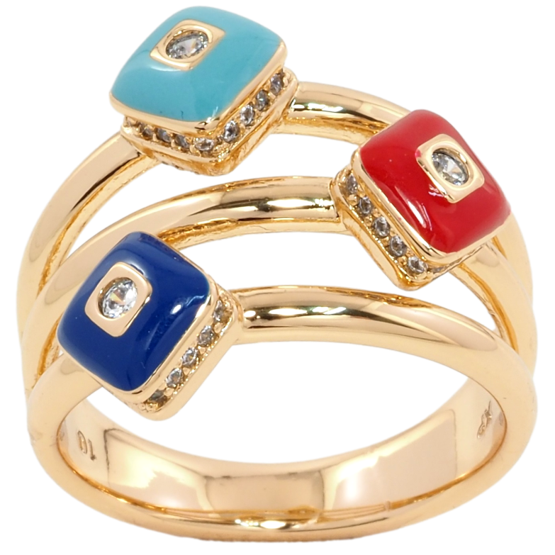 Кольцо Xuping Позолота 18K Декоративный узор с цирконием и цветной эмалью фото №2