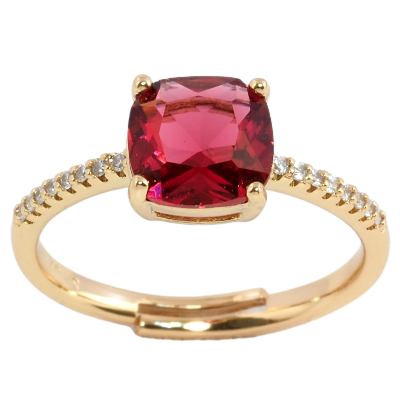 Каблучка Xuping Позолота 18K Червоний фіаніт на доріжці цирконію фото №1