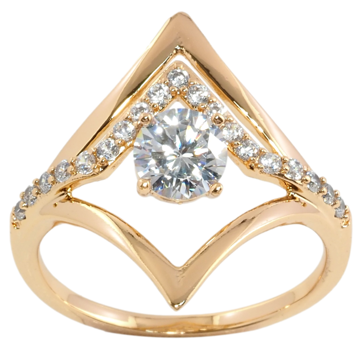 Кольцо Xuping Позолота 18K Ромбовый узор с цирконием фото №24