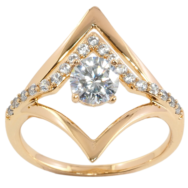 Кольцо Xuping Позолота 18K Ромбовый узор с цирконием фото №1