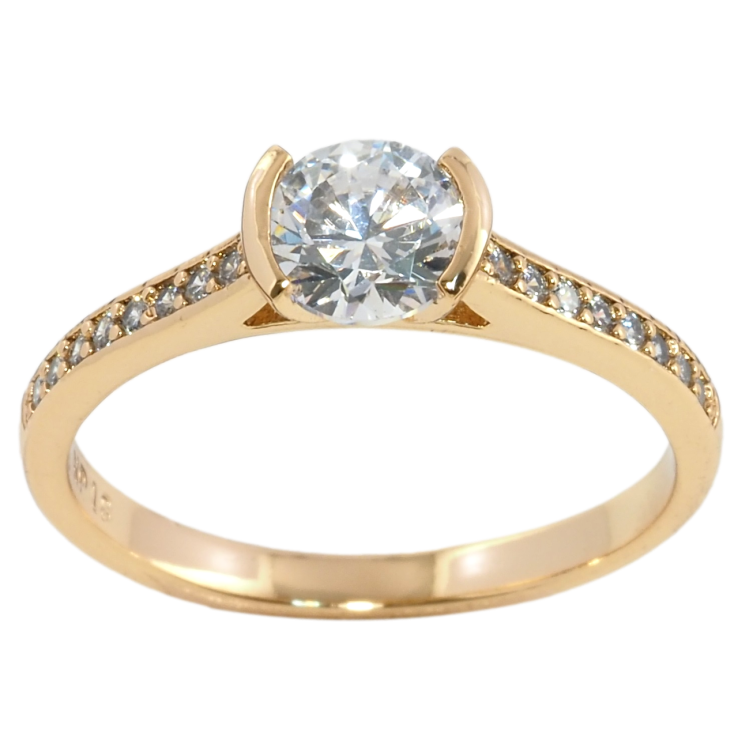 Кольцо Xuping Позолота 18K Фианит на дорожке циркония фото №17