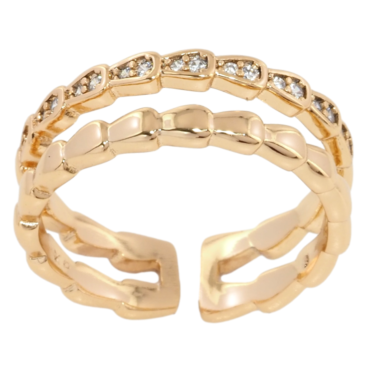 Кольцо Xuping Позолота 18K Двойная шинка с цирконием фото №13