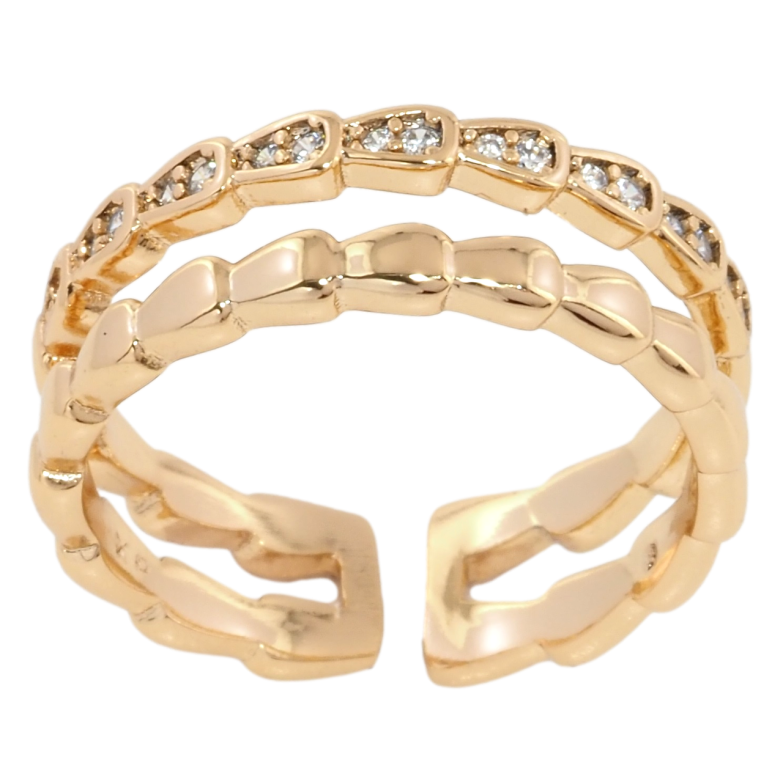 Кольцо Xuping Позолота 18K Двойная шинка с цирконием фото №1