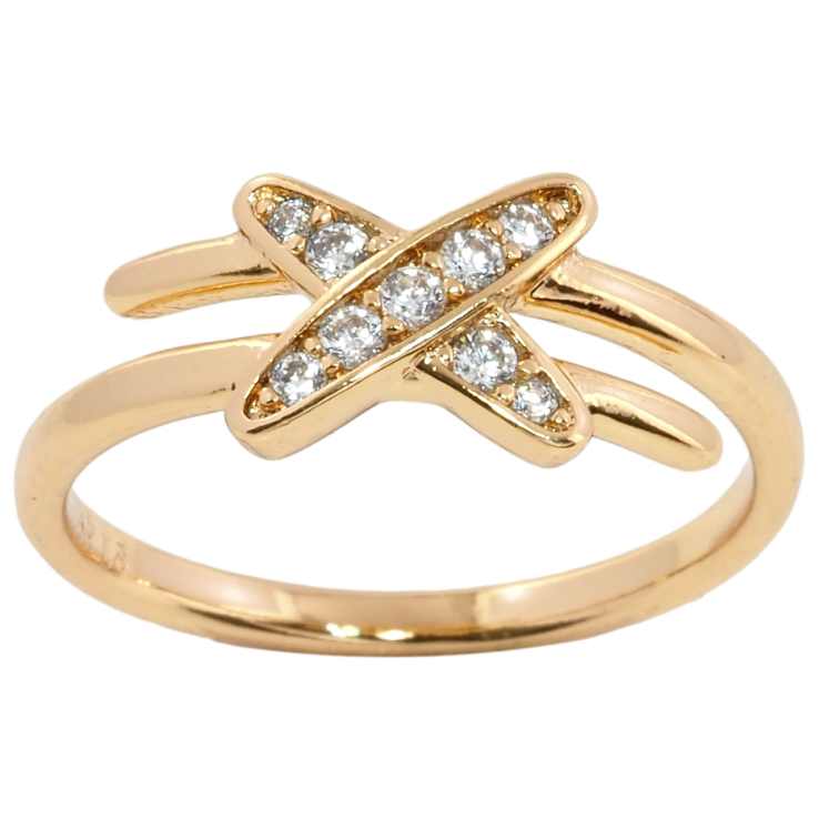 Кольцо Xuping Позолота 18K Крестик с цирконием фото №3