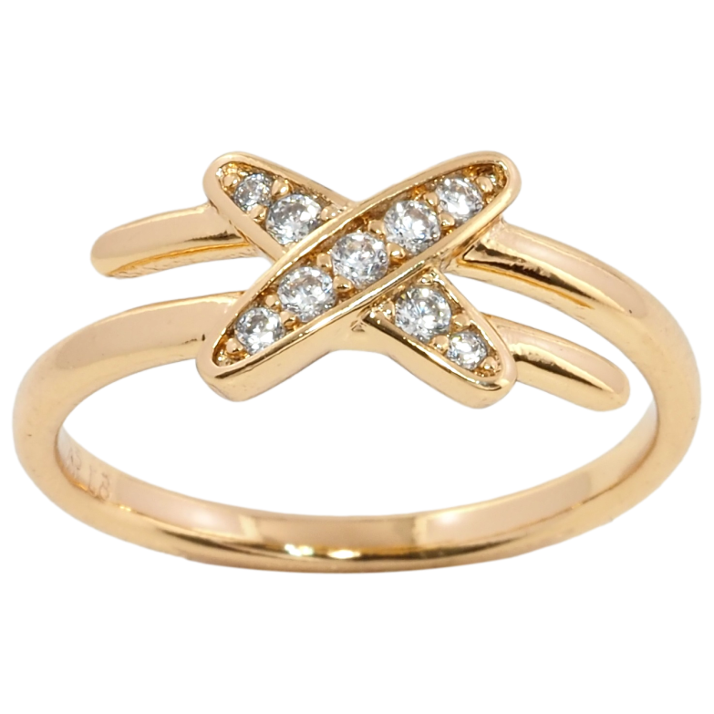 Каблучка Xuping Позолота 18K Хрестик з цирконієм фото №1