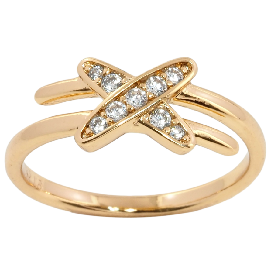 Кольцо Xuping Позолота 18K Крестик с цирконием фото №1