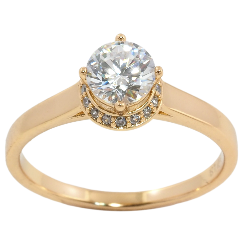 Кольцо Xuping Позолота 18K Фианит в обрамлении циркония фото №1