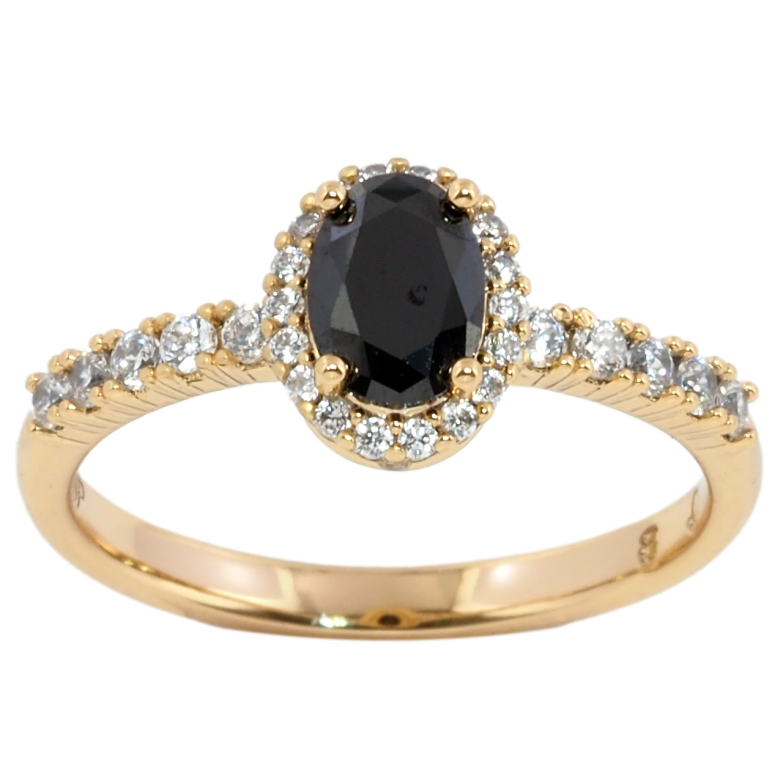 Кольцо Xuping Позолота 18K Черный фианит в обрамлении циркония фото №1