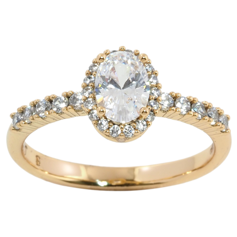 Кольцо Xuping Позолота 18K Фианит в обрамлении циркония фото №2