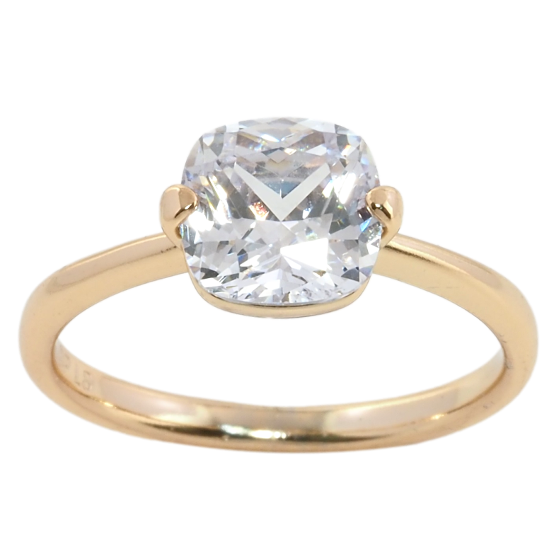 Кольцо Xuping Позолота 18K Фианит, 8х8мм фото №1