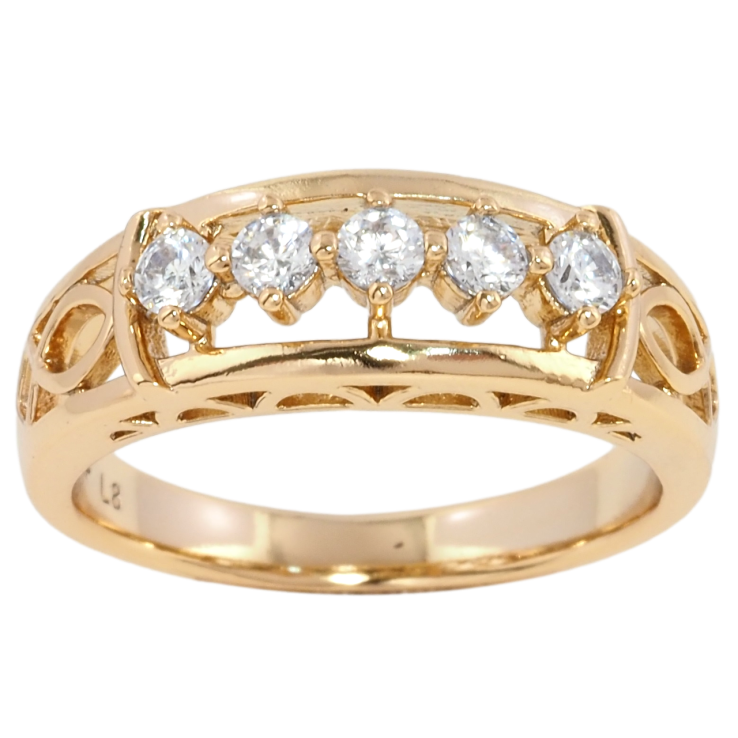 Кольцо Xuping Позолота 18K Резной узор с дорожкой циркония фото №18