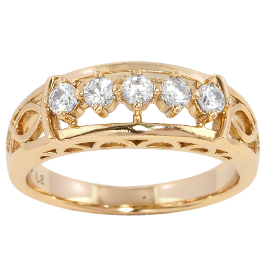 Кольцо Xuping Позолота 18K Резной узор с дорожкой циркония фото №1