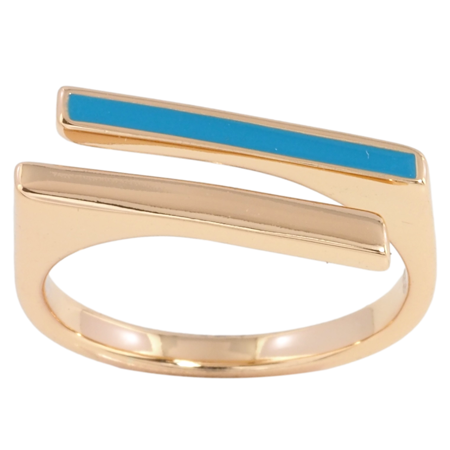 Кольцо Xuping Позолота 18K Узор с голубой эмалью фото №1