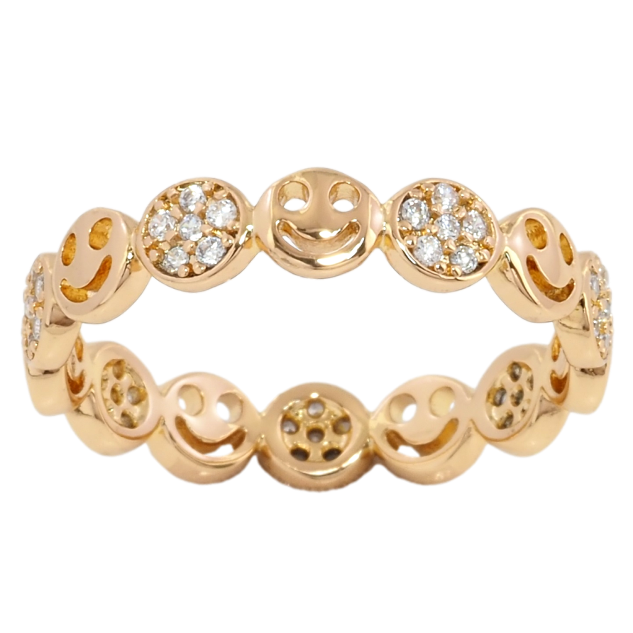 Кольцо Xuping Позолота 18K Смайлы с цирконием фото №1