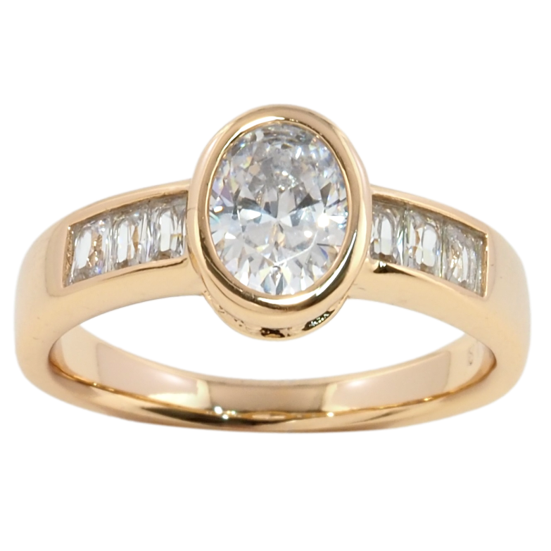 Кольцо Xuping Позолота 18K Фианит с дорожкой циркония фото №1