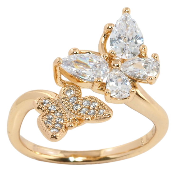 Кольцо Xuping Позолота 18K Бабочки с фианитами фото №7