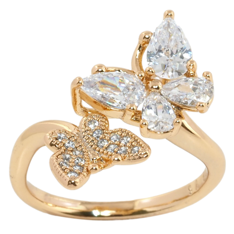 Кольцо Xuping Позолота 18K Бабочки с фианитами фото №1