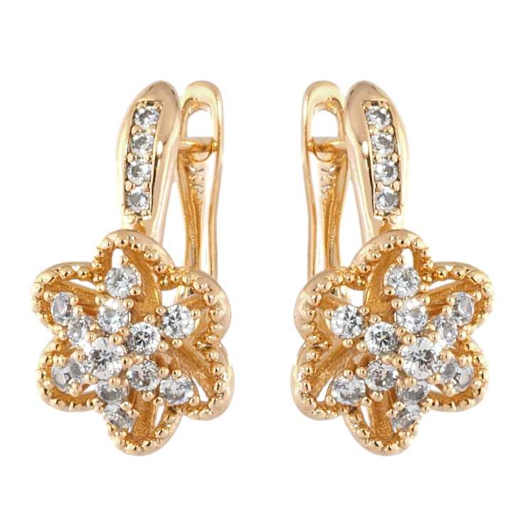 Серьги Xuping Позолота 18K английский замок Цветочки с цирконием фото №13
