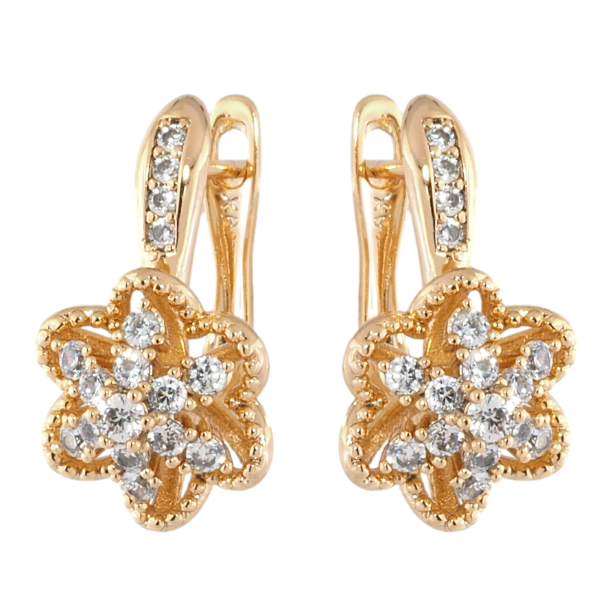 Сережки Xuping Позолота 18K англійський замок Квіточки з цирконієм фото №1