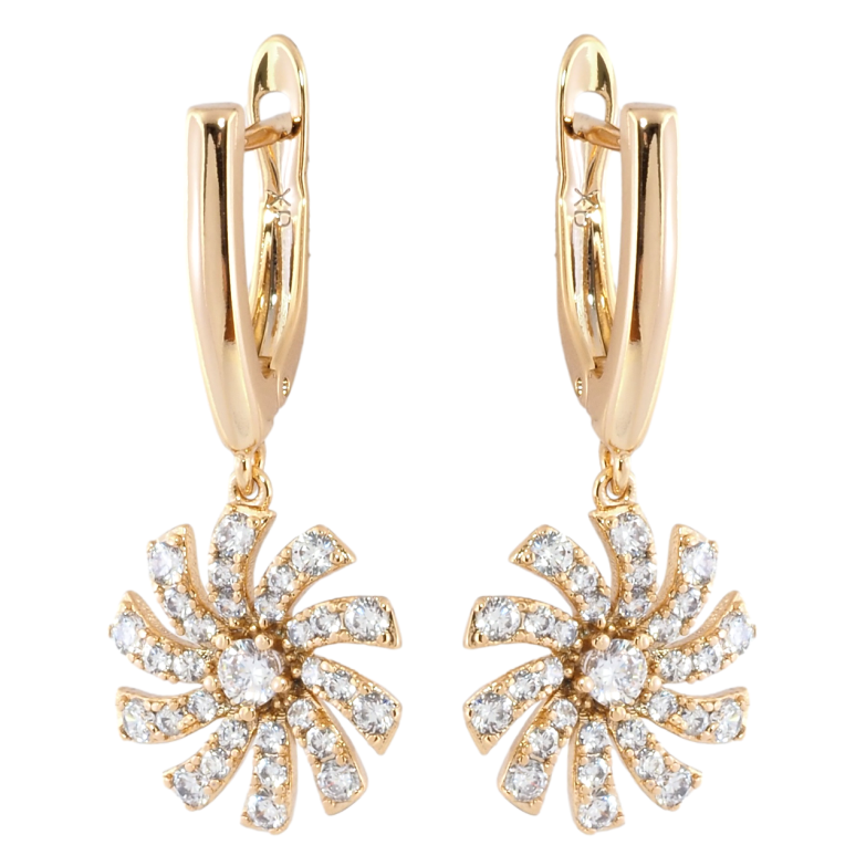 Серьги Xuping Позолота 18K английский замок Цветочки с цирконием фото №1