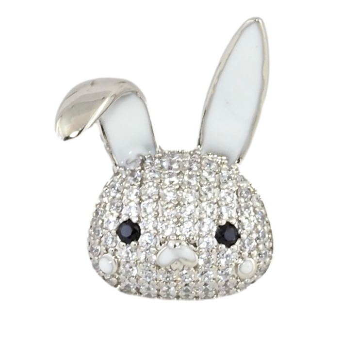Брошка Xuping Родій Зайчик з інкрустацією цирконієм та білою емаллю фото №12