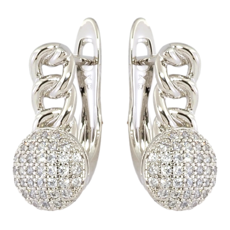 Серьги Xuping Родий английский замок Узор цепочка с инкрустацией цирконием фото №24