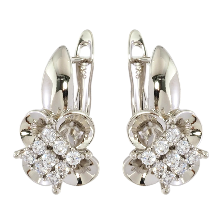 Серьги Xuping Родий английский замок Цветочки с цирконием фото №17
