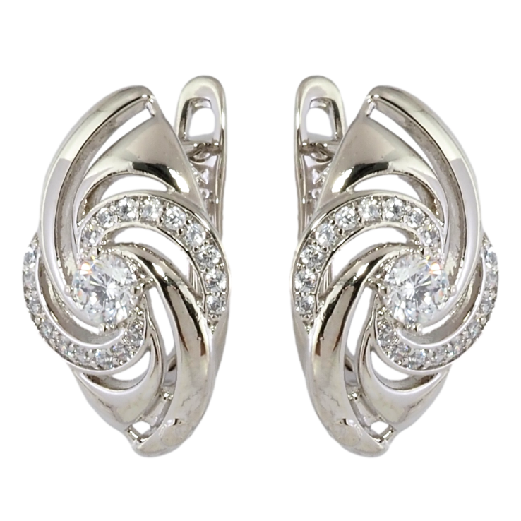 Серьги Xuping Родий английский замок Узор с цирконием фото №8