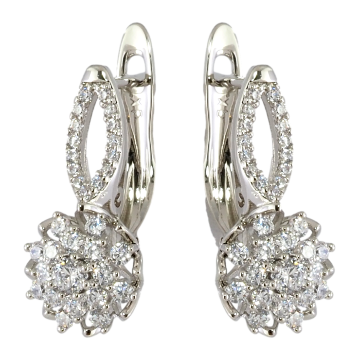 Серьги Xuping Родий английский замок Цветочки с цирконием фото №4