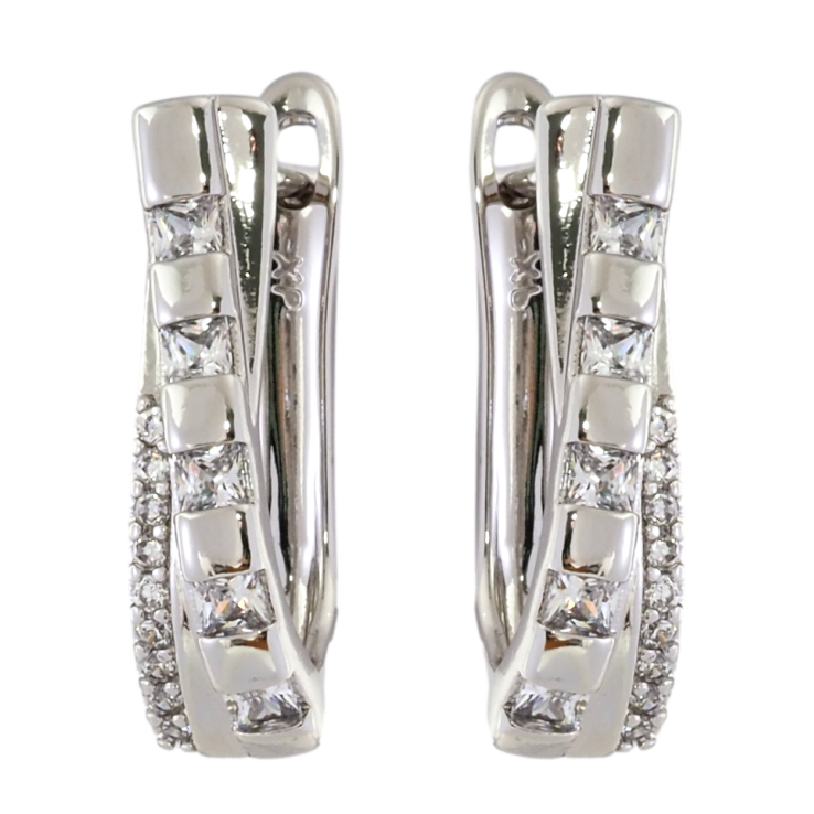 Серьги Xuping Родий английский замок Узор с цирконием фото №9